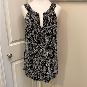 INC International Concepts Black and White Sleeveless Cut Out Tank Top GC